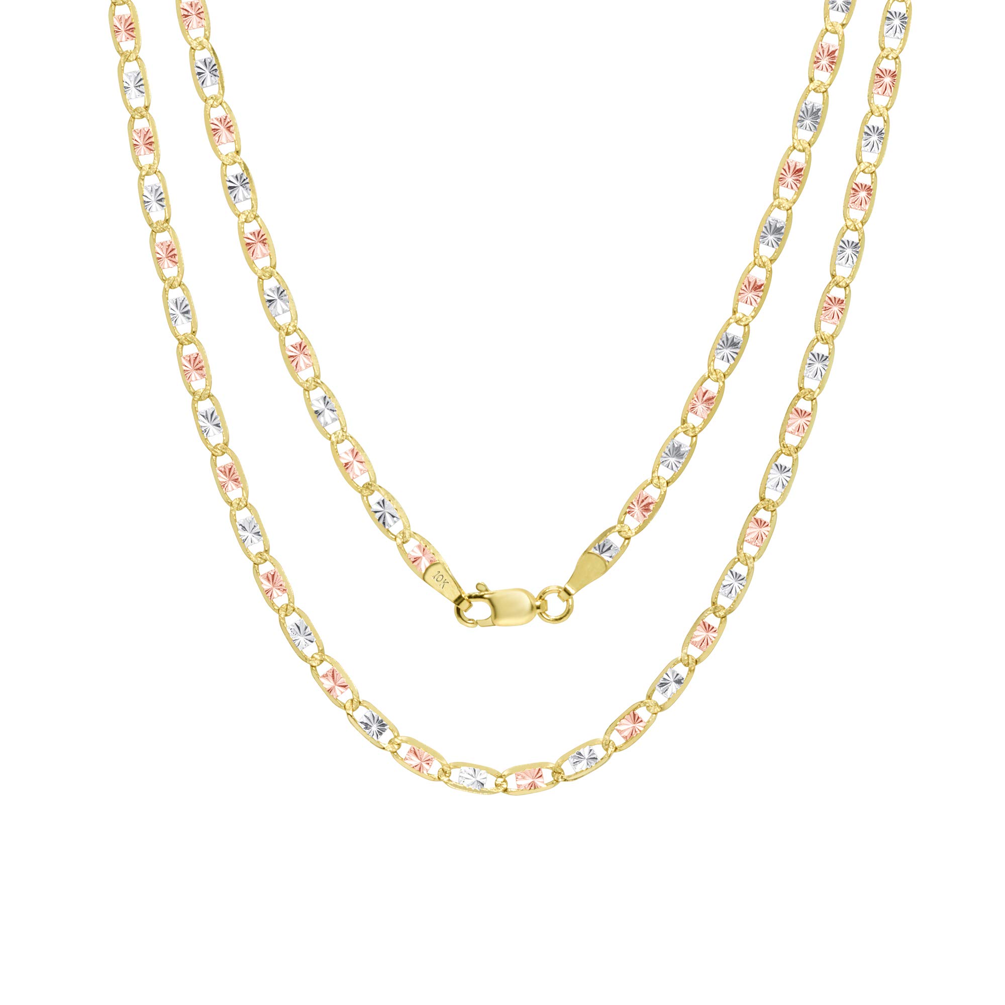 10K Real Yellow Gold & White Gold Solid 3mm Anchor Link Chain Bracelet or Anklet (7