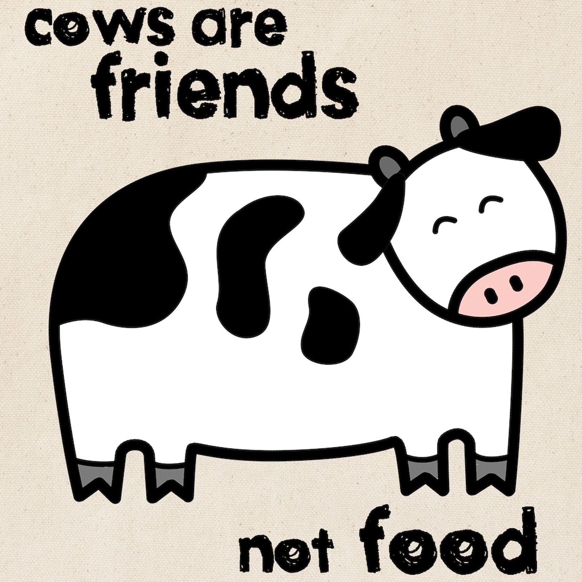 Cows Are Friends Tote Bag - Natural Canvas Reusable Shopping Bag for Groceries, Beach & Farmers Market | Eco-Friendly Cotton Tote with Funny Cow Design