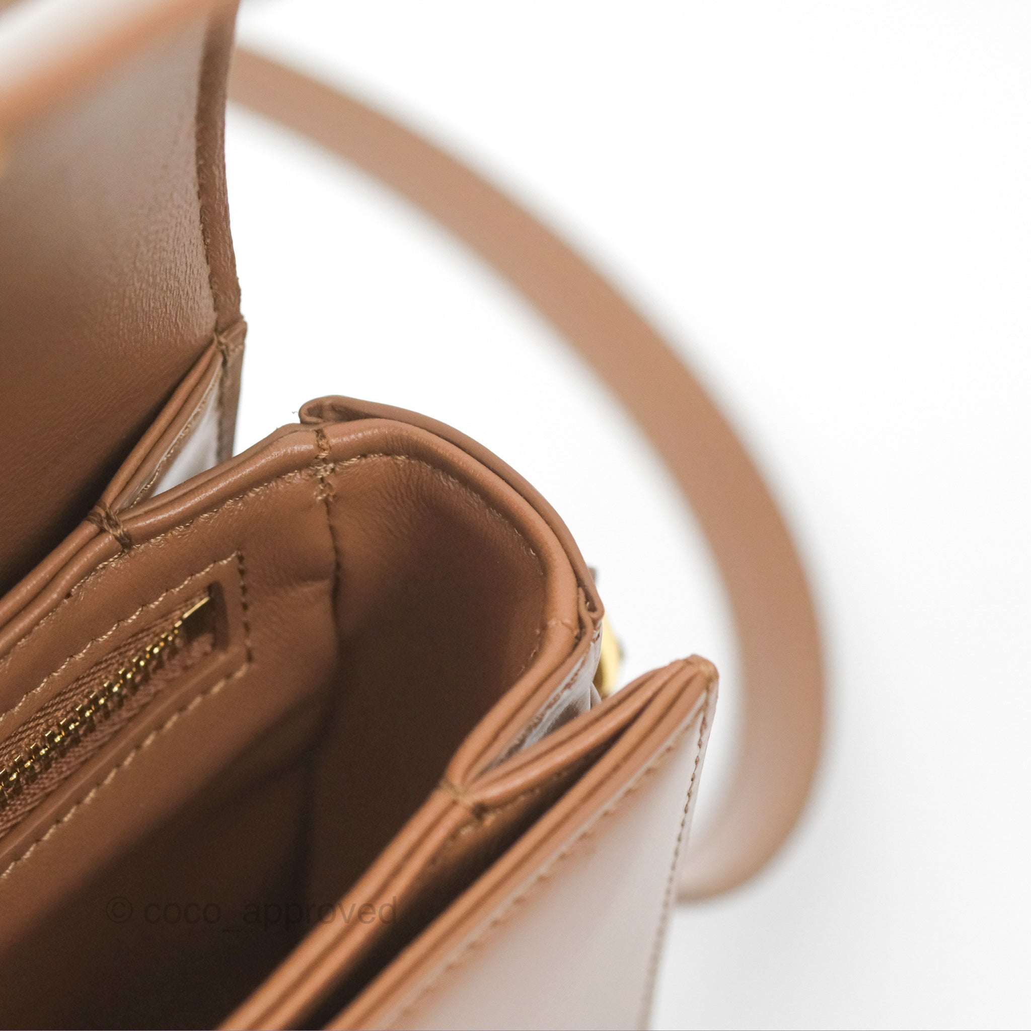 Celine Teen Triomphe Bag - Shiny Calfskin Leather Crossbody Purse in Bronze | Perfect for Date Night, Parties & Everyday Elegance