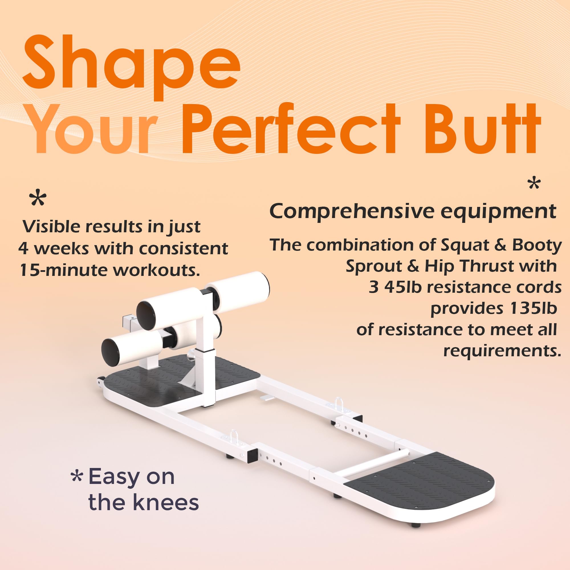 Premium Adjustable Hip Thrust Machine for Glutes & Legs - High Resistance Squat Trainer for Women & Men - Home Gym Equipment for Glute Bridges, Squats & Strength Training - Perfect for Home Workouts & Fitness Studios