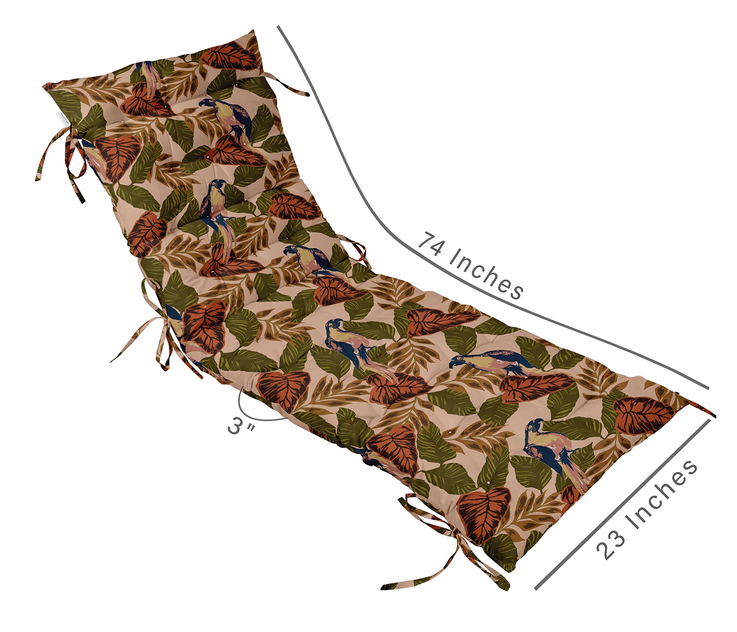 Quilted Thick Padded Seat Cushion for Rocking Chair, Sofa & Recliner - 74x23 Inch Outdoor Garden Bench Cushion with Ties - Peach Color - Perfect for Patio, Terrace & Sunroom Relaxation