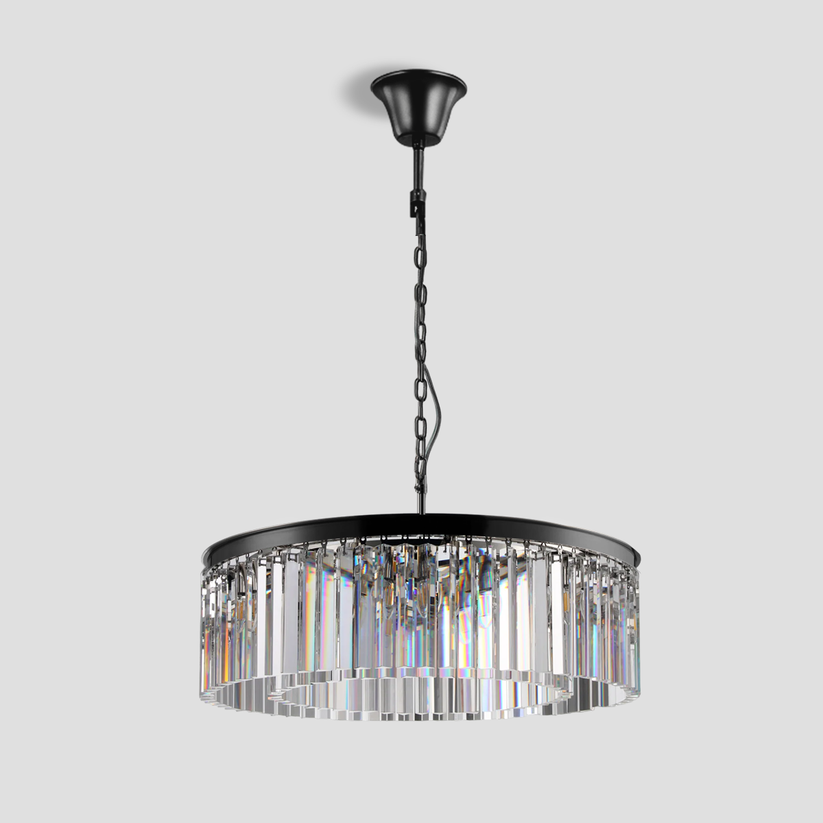 Falria 1-Tier Crystal Round Chandelier - Elegant Ceiling Light Fixture for Dining Room, Bedroom & Living Room Decor