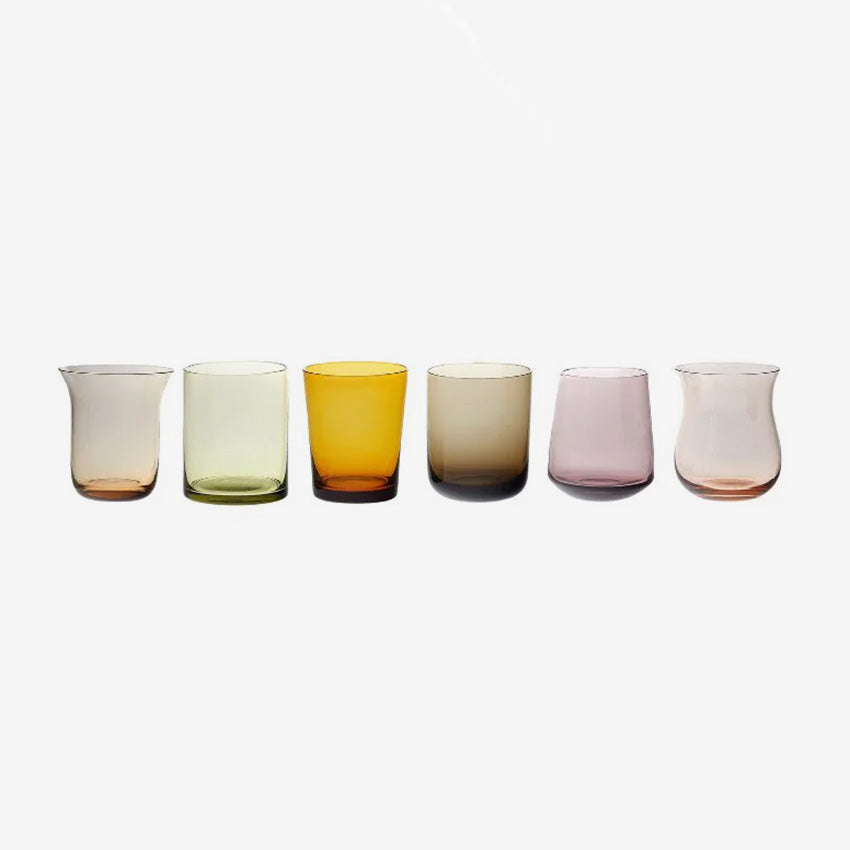 Bitossi Home Nuance Assorted Liquor Glasses Set of 6 - Elegant Cocktail & Whiskey Drinking Glasses for Home Bar, Dinner Parties & Gifts