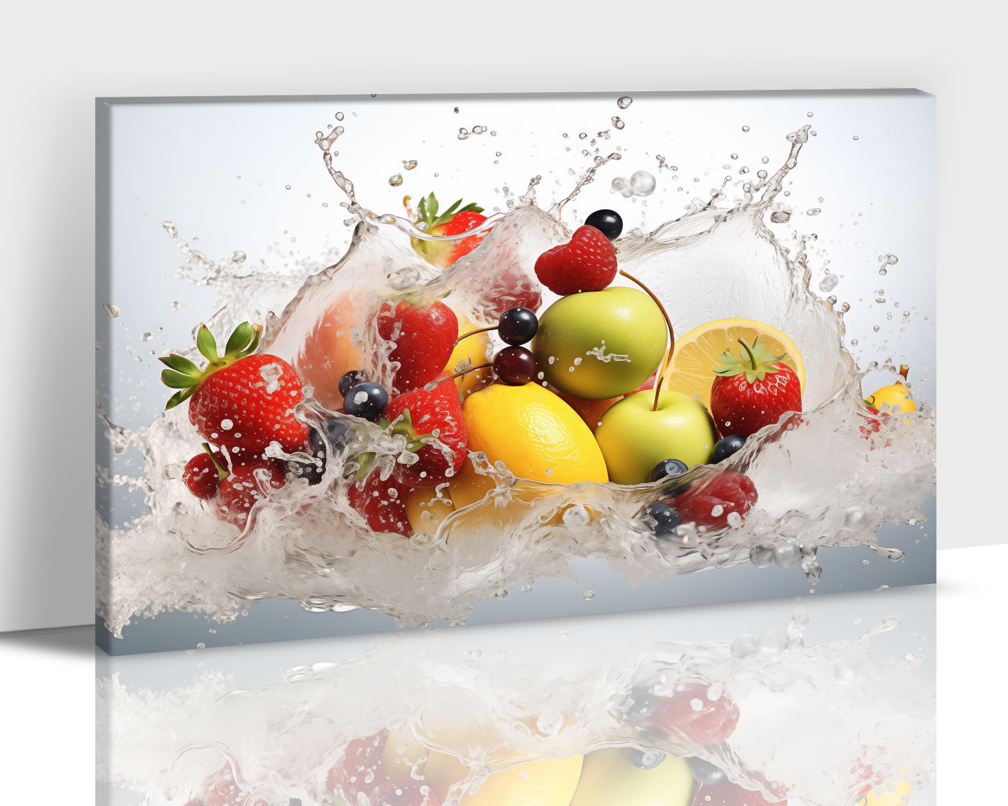 Farmhouse Kitchen Wall Decor - Vibrant Fruit Splash Art Print, Framed Kitchen Pictures 12x18 Inches, Perfect for Dining Room & Country Style Home Decor | Adds Energy to Your Kitchen & Dining Area