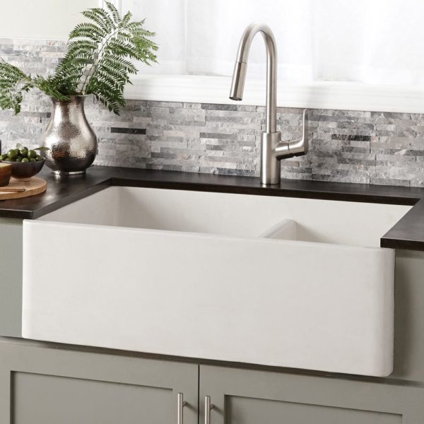 Native Trails Farmhouse Double Bowl 33 Inch NativeStone Apron Front Kitchen Sink - Durable & Stylish for Modern Farmhouse, Rustic, and Country Style Kitchens | Perfect for Meal Prep, Washing Dishes, and Entertaining
