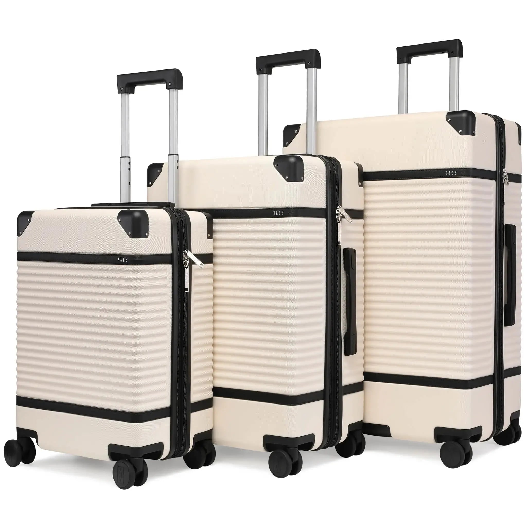 Vintage Expandable 3-Piece Luggage Set by Belleville - Lightweight Spinner Suitcase for Travel, Business Trips & Weekend Getaways