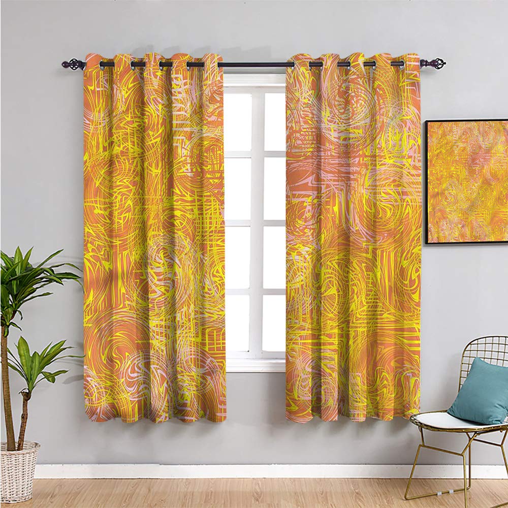 QIAOQIAOLO Modern Art Blackout Curtains for Bedroom - 72 Inch Length Boho Design Thermal Insulated Window Drapes (W72 x L72 Inch) - Perfect for Nursery, Living Room & Home Theater