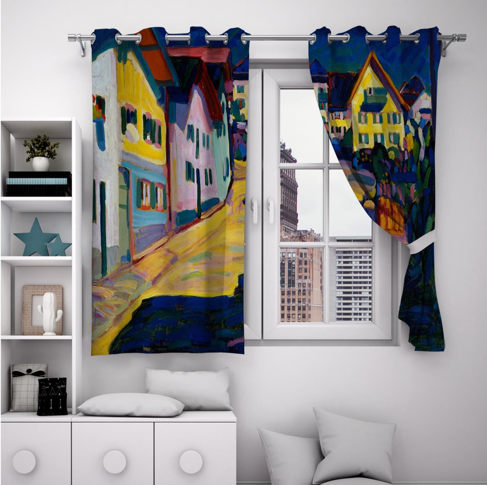 Kandinsky Blackout Curtains 2 Panels - 100% Light Blocking Window Drapes for Bedroom & Nursery (W100xL84) - Eyelet Design for Easy Hanging | Perfect for Light-Sensitive Sleepers & Home Decor