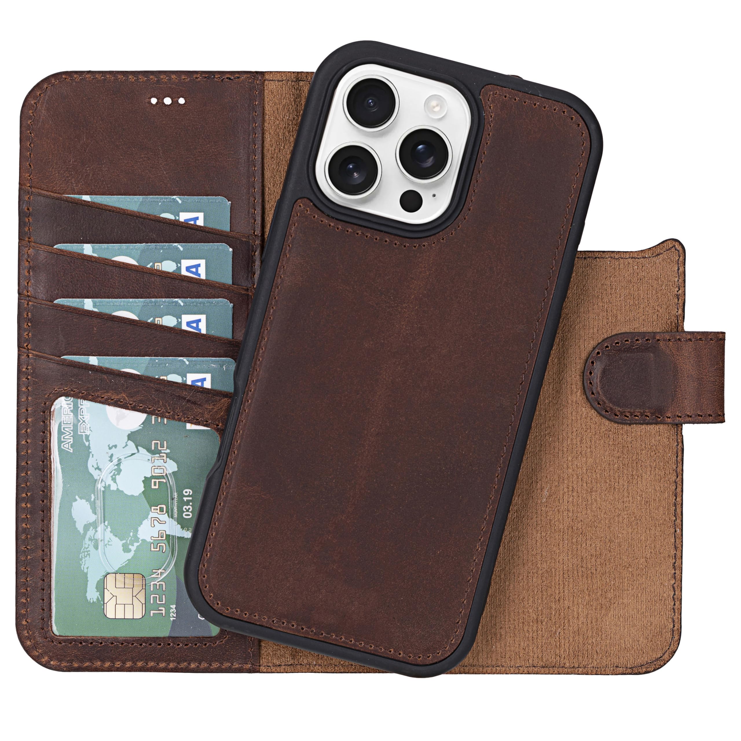 VENOULT Genuine Leather Wallet Case for iPhone 16 Pro MAX 6.9