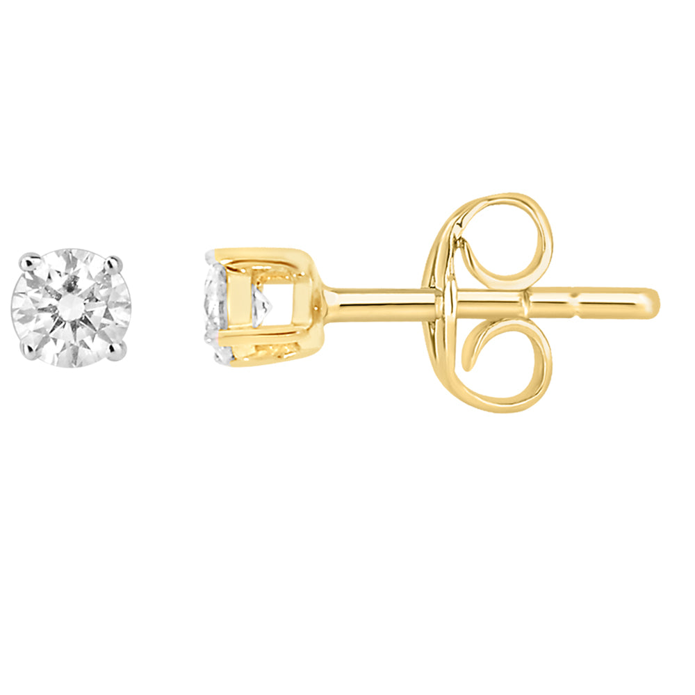 9ct Yellow Gold 1/6 Carat Diamond Stud Earrings for Women - Elegant Cubic Zirconia Earrings for Everyday Wear & Special Occasions