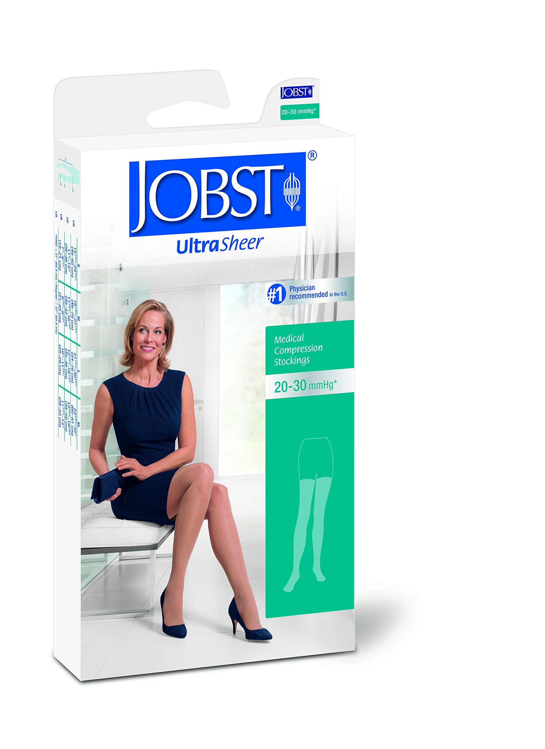 JOBST UltraSheer Thigh-High Compression Stockings for Women - 20-30 mmHg Medical Grade Support - Closed Toe & Lace Band Design - Varicose & Spider Veins Relief - Anti-Swelling Therapy - Honey Color X-Large - Perfect for Travel, Pregnancy & Post-Surgery Recovery