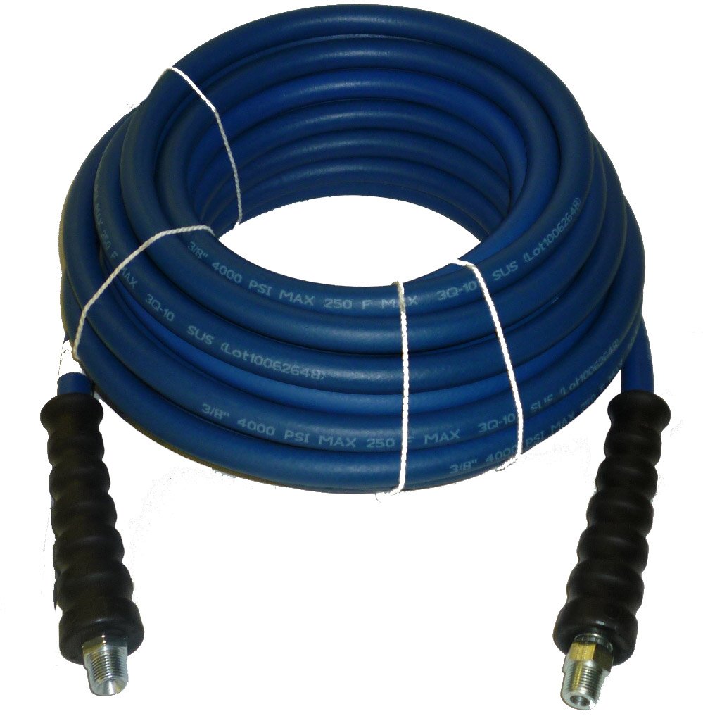 High Pressure Washer Hose 3/8 x 50ft 4000 PSI - Non-Marking Blue Heavy Duty Water Hose for Cleaning Driveways, Decks, Cars & Outdoor Surfaces