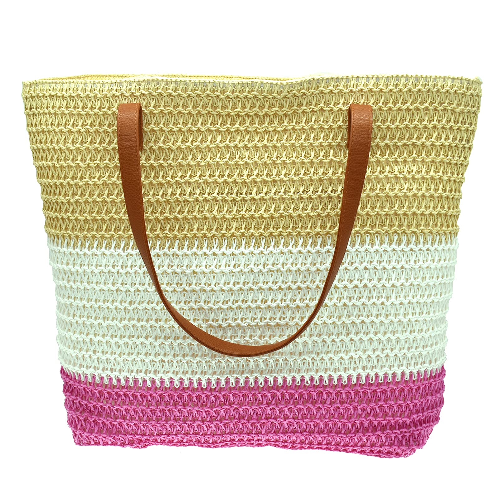 Stylish Large Colorful Straw Beach Tote Bag for Women - Handwoven Rattan Boho Beach Bag with Matching Towel Set | Perfect for Pool Parties, Vacations & Summer Getaways
