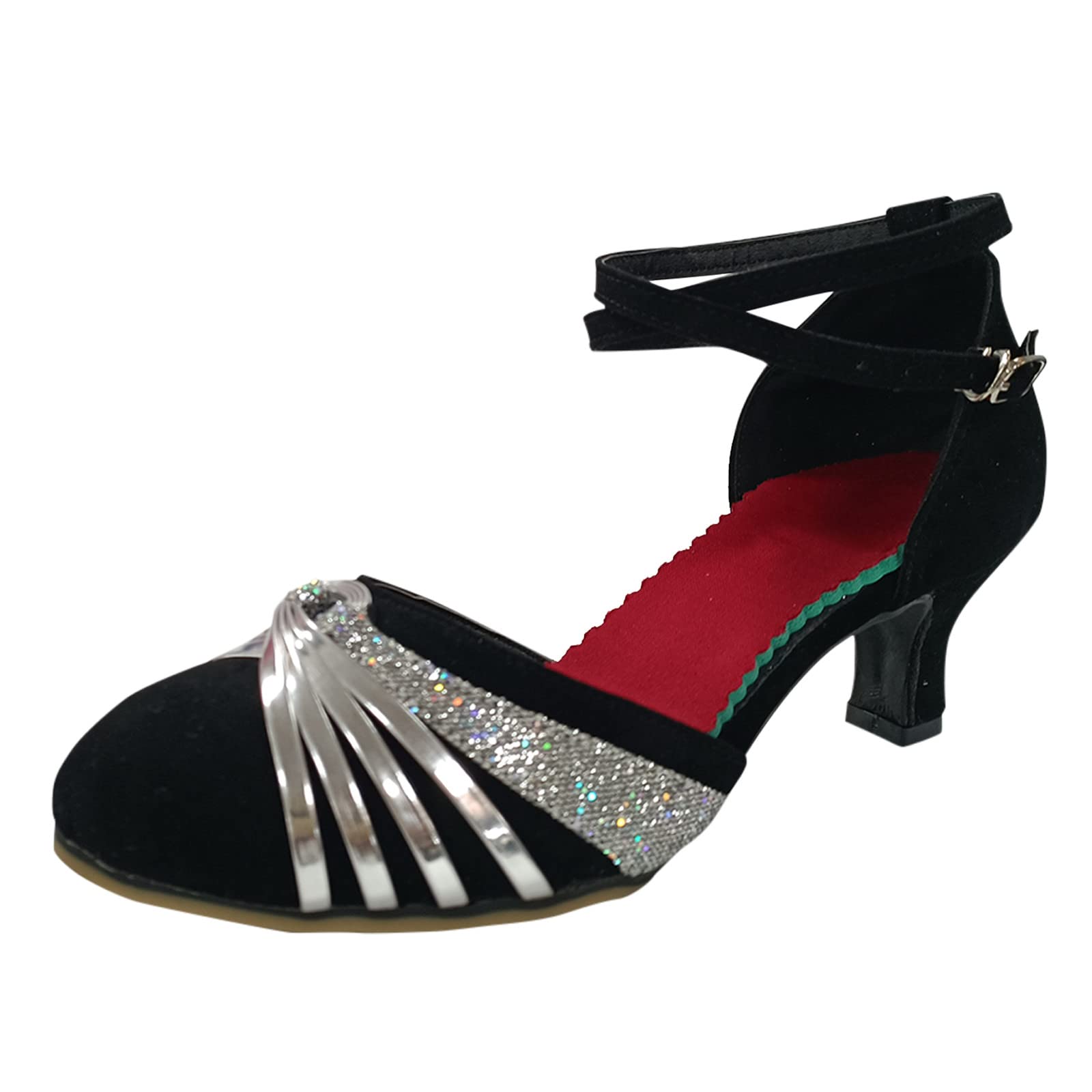 Women's Rhinestone Ballroom Dance Shoes - Latin Salsa Performance Shoes for Women - Perfect for Dancesport, Weddings, and Evening Events