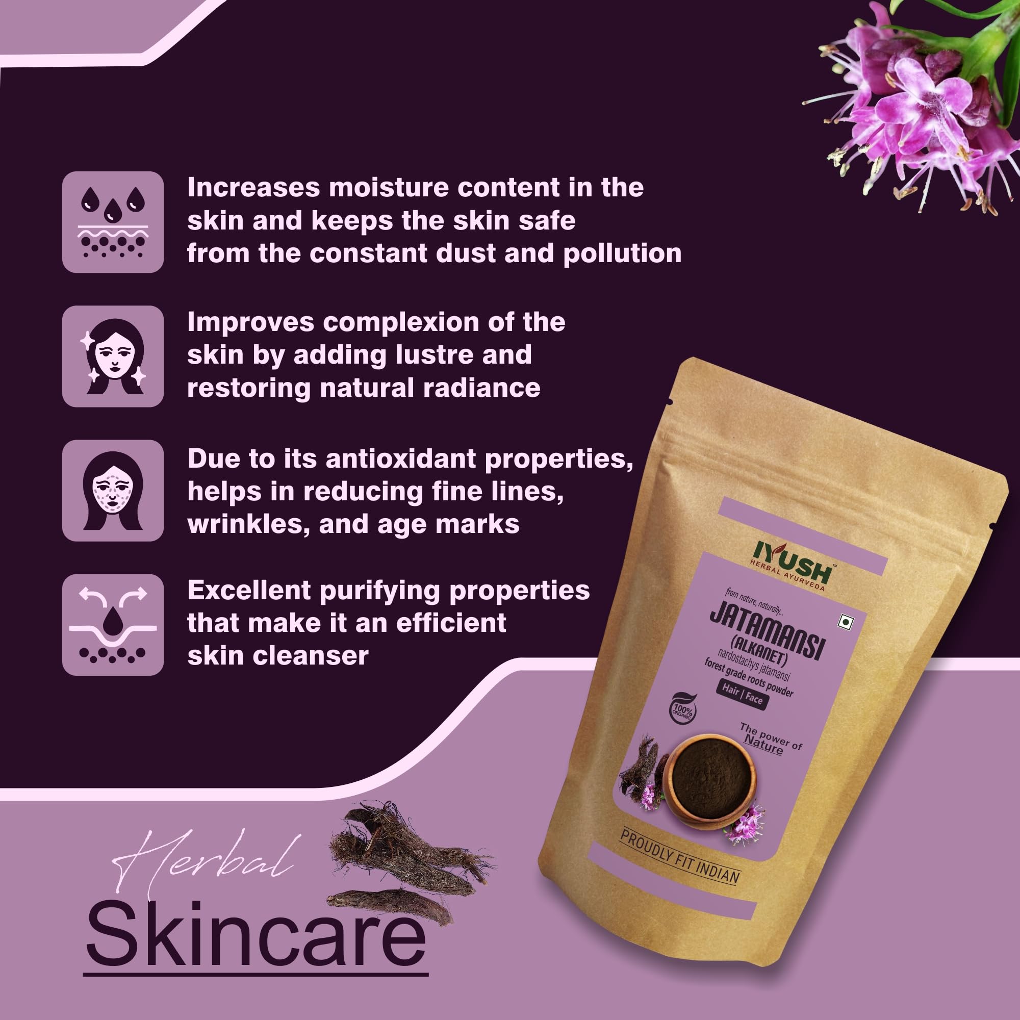 IYUSH Herbal Ayurveda Jatamansi Powder – 400gm | Natural Jatamasi Root Powder for Hair Growth & Scalp Health | Organic Stress Relief & Sleep Aid | Perfect for DIY Hair Masks & Ayurvedic Remedies