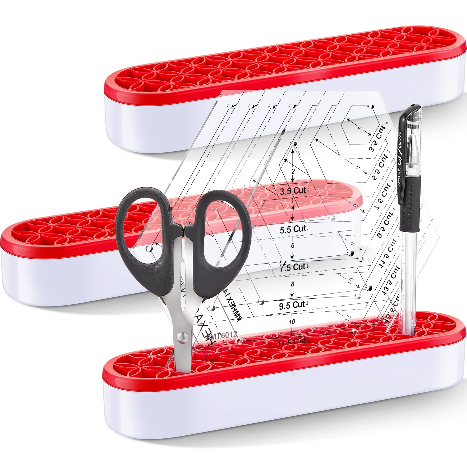 Yexiya 3-Piece Quilting Ruler Holder Set - Silicone Sewing Tool Organizer for Scissors, Markers & Craft Accessories - Perfect for Quilting, Sewing & Cosmetic Storage