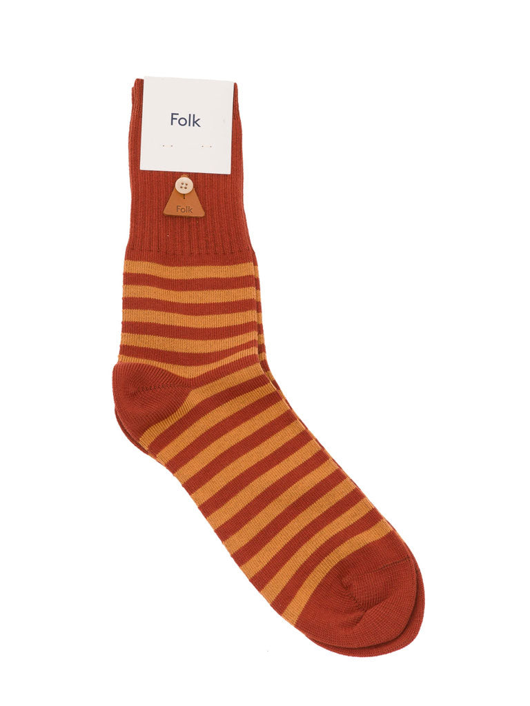 Rust Orange Folk Stripe Socks - Cozy & Stylish Knit Socks for Women & Men - Perfect for Casual Wear, Home Comfort & Gift Giving