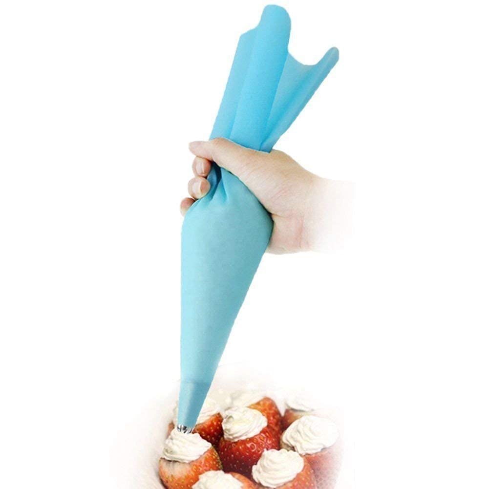 Kunya® 3-Piece Food Grade Silicone Piping Bags Set - Reusable Cake Decorating Tools for Icing, Cupcakes & Pastry (Blue) | Perfect for Home Bakers, Professional Chefs & DIY Dessert Decorating