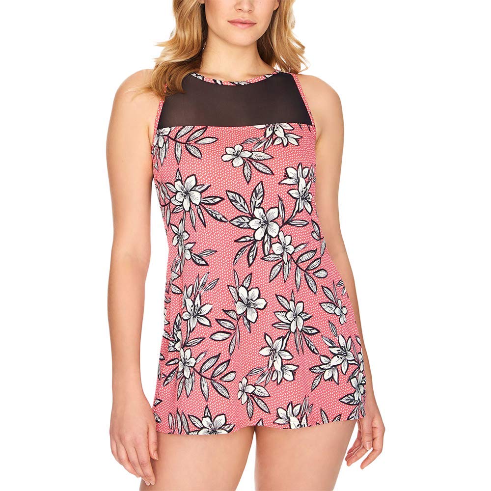 Swim Solutions Catalina Mesh Swimdress Black/Red - Comfortable Swimwear for Women, Perfect for Beach, Pool & Water Aerobics