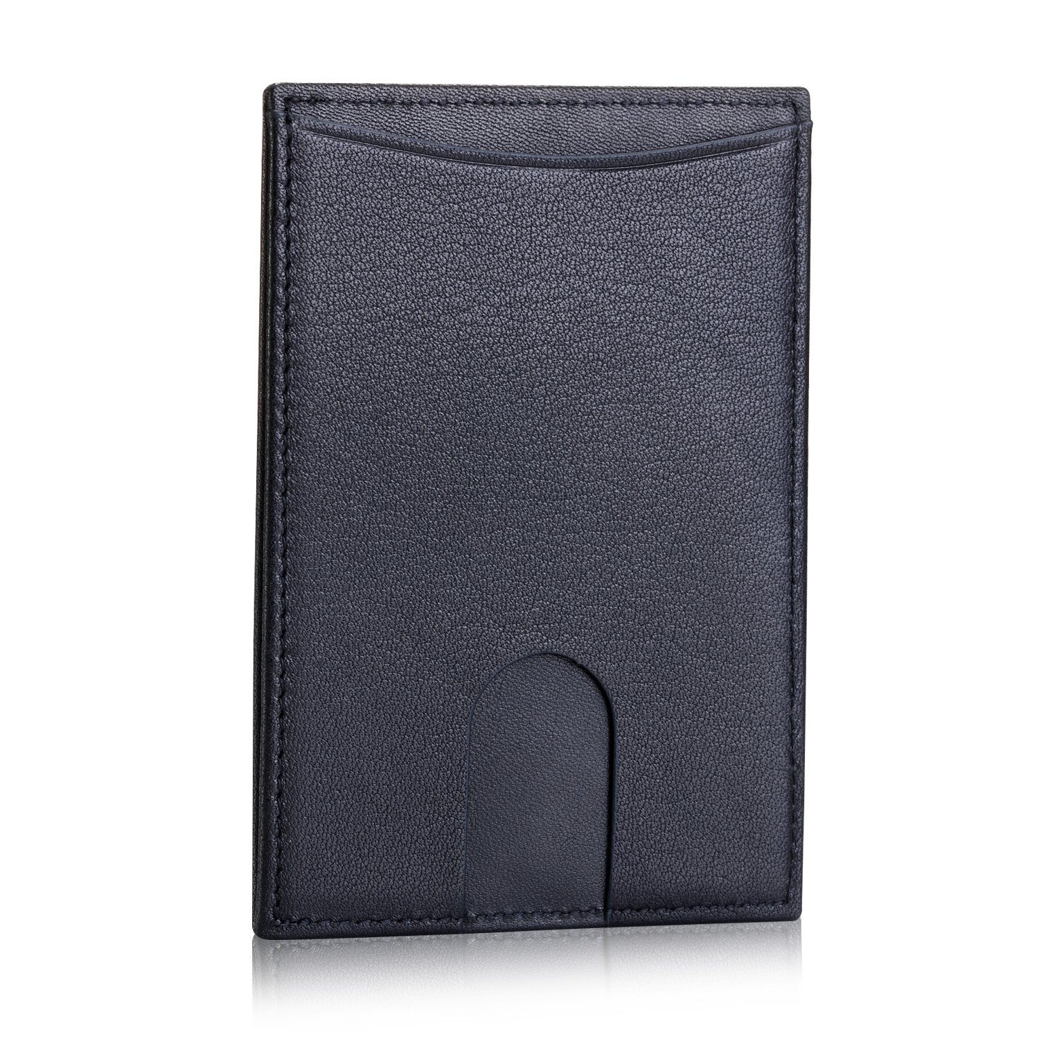 Slim Leather Card Holder for Men & Women - RFID Blocking Thin ID Credit Card Wallet (Black) | Perfect for Travel, Business & Everyday Use