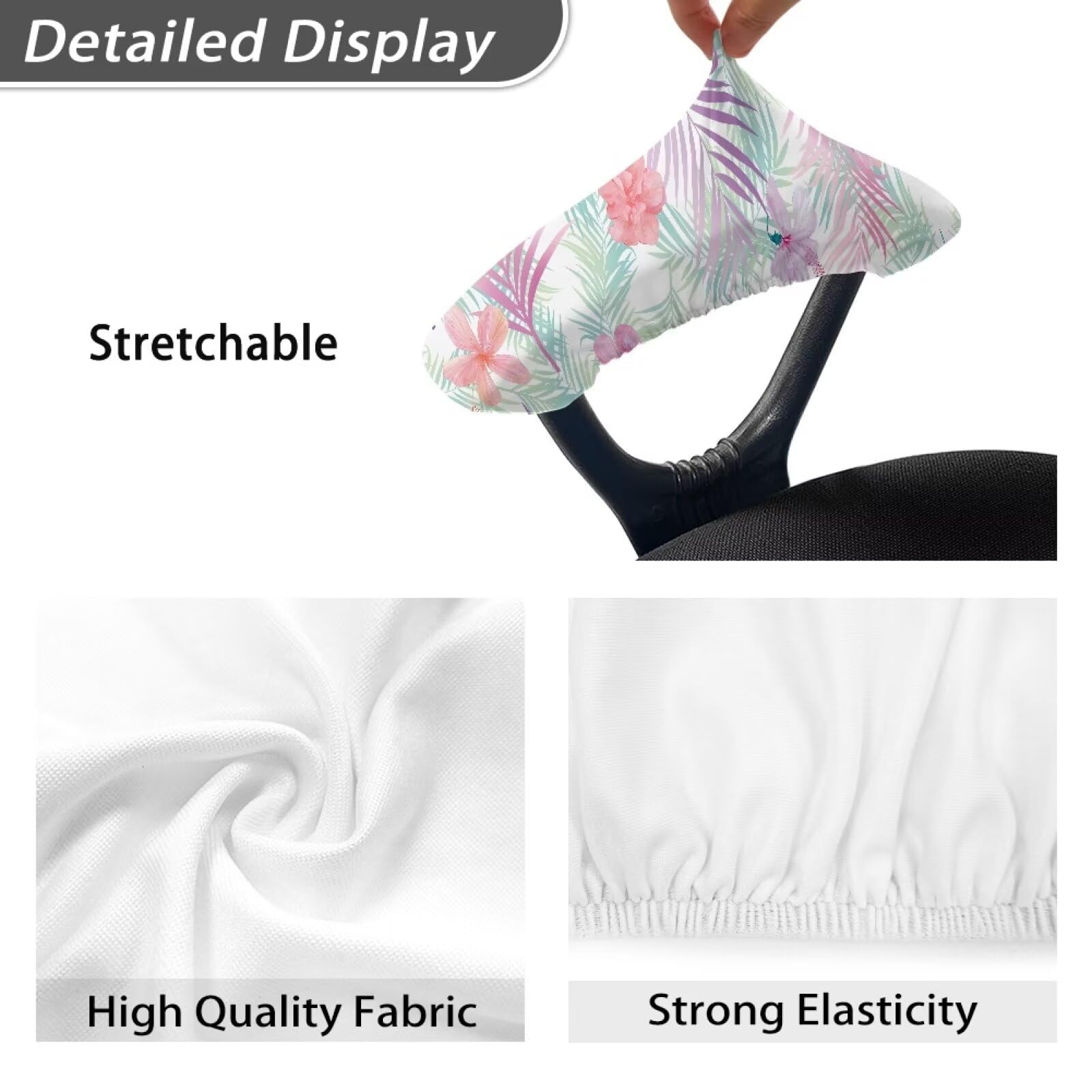 Palm Tree Flower Printed Gaming Chair Arm Rest Covers - 2 Pack Stretchable Polyester Office Chair Arm Protectors with Elastic Band for Comfort & Style | Perfect for Home Office, Gaming Setup & Workspace Decor