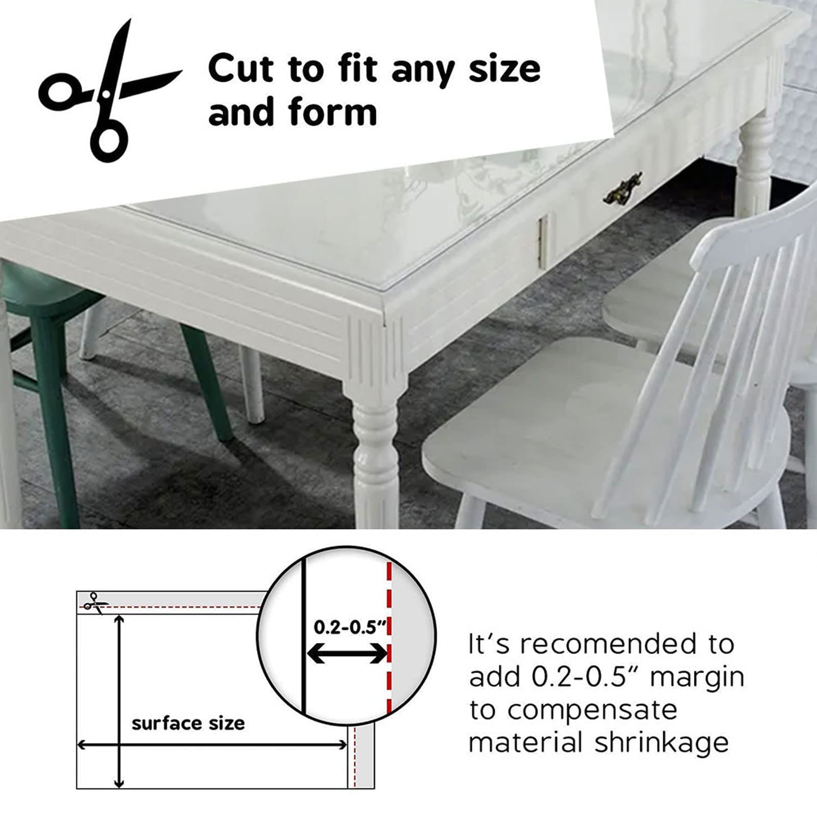 Clear Plastic Table Cover Protector Mat - 54x96 Inch Waterproof Dining Table Cover for Kitchen, Office, Home - Scratch & Spill Resistant Desk Protector for Daily Use & Parties