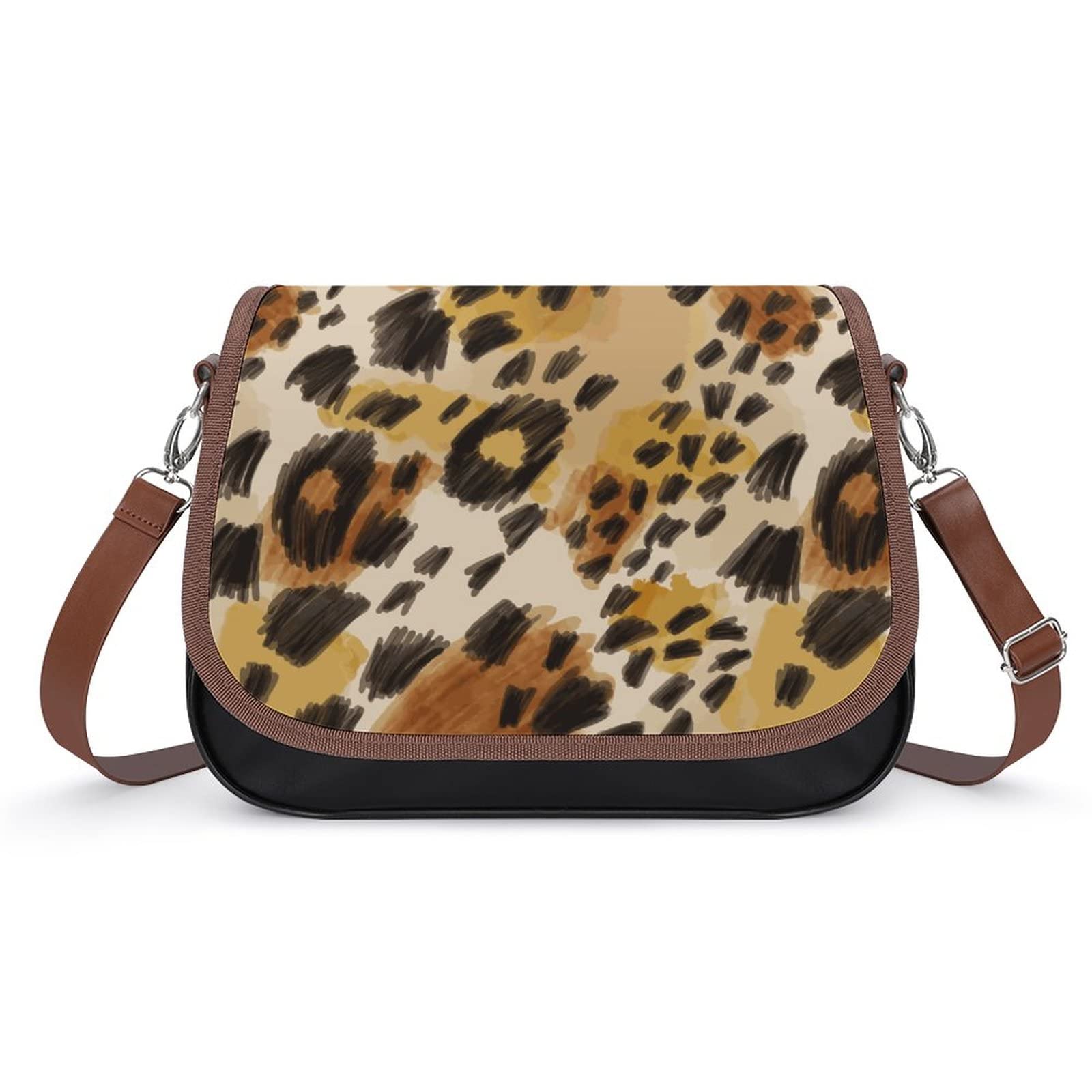 Women's Leather Crossbody Bag - Stylish Printed Shoulder Messenger Purse for Casual Outings & Travel | Leopard Print Fashion Accessory for Everyday Use
