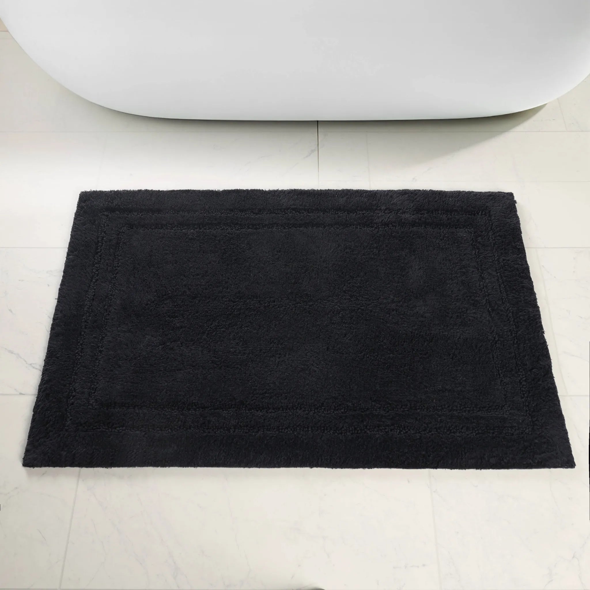 Non-Slip Cotton Bathroom Rug Set - 2 Piece Washable Absorbent Bath Mat with Anti-Skid Backing for Bathroom, Shower & Vanity Area