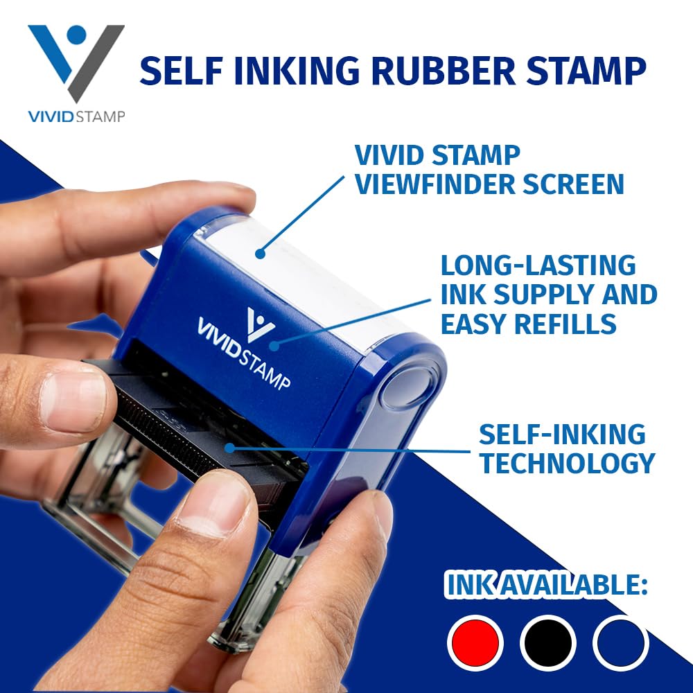 Self Inking Rubber Stamp with Blue Ink - Large Office Warranty Stamp for Documents, Contracts & Certificates | Perfect for Business, Legal & Administrative Use
