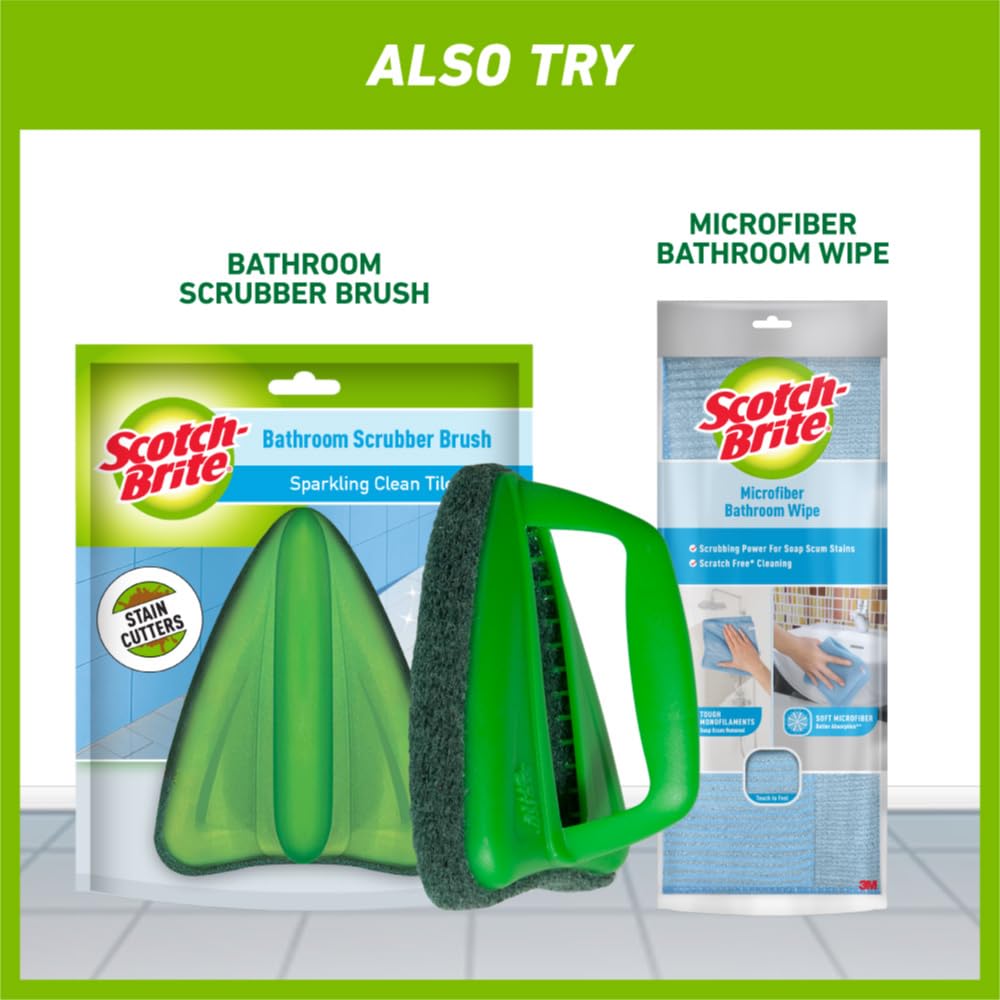 Scotch-Brite Toilet Cleaning Brush with Holder - Durable Plastic Bristles for Effective Scrubbing - Bathroom Cleaning Tool for Toilet Bowl, Sink & Shower