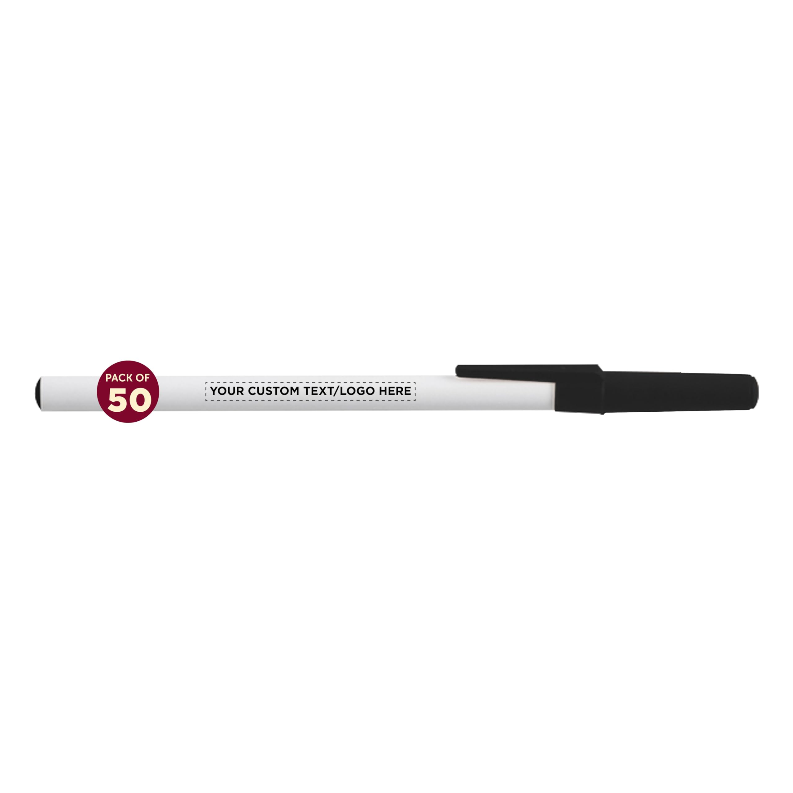 Custom Value Stick Pens - Bulk Pack of 50, Personalized Black Ink Pens for Office, School & Business | Promotional Giveaways for Tradeshows, Events & Corporate Gifts | DISCOUNT PROMOS
