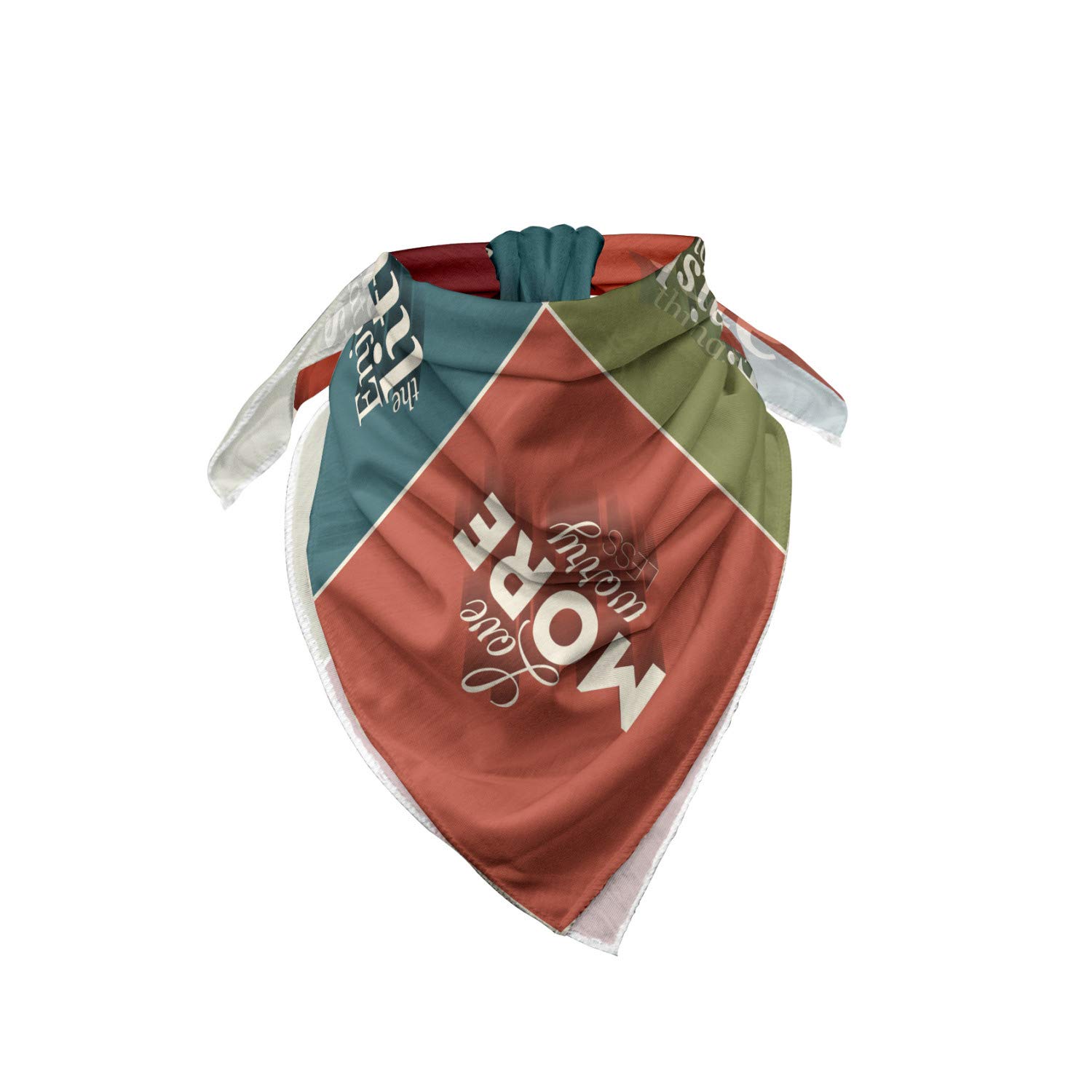 Ambesonne Unisex Bandana - 'Love More Worry Less' Printed Head & Neck Scarf for Men & Women | Perfect for Outdoor Activities, Music Festivals, and Casual Fashion
