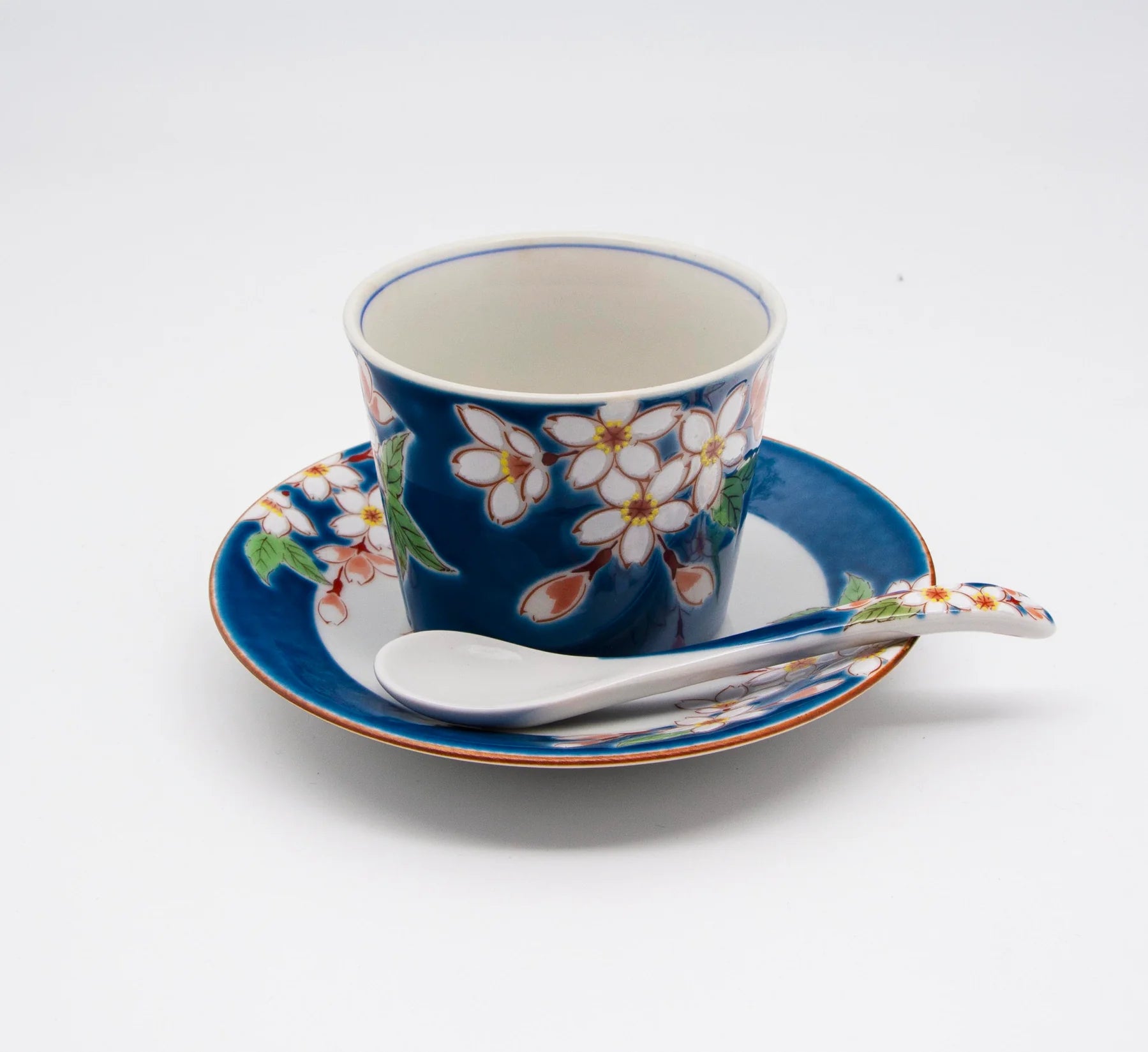 Kutani Yaki Japanese Cherry Blossom Small Plate - 5.4 Inch (13.8 cm) Handcrafted Ceramic Dish for Sushi, Dessert & Home Decor