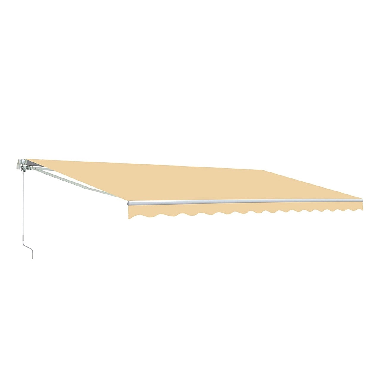 Aleko 10x8 Feet Motorized Retractable Patio Awning with White Frame in Ivory - Perfect for Outdoor Shade, Backyard Relaxation, and Deck Protection
