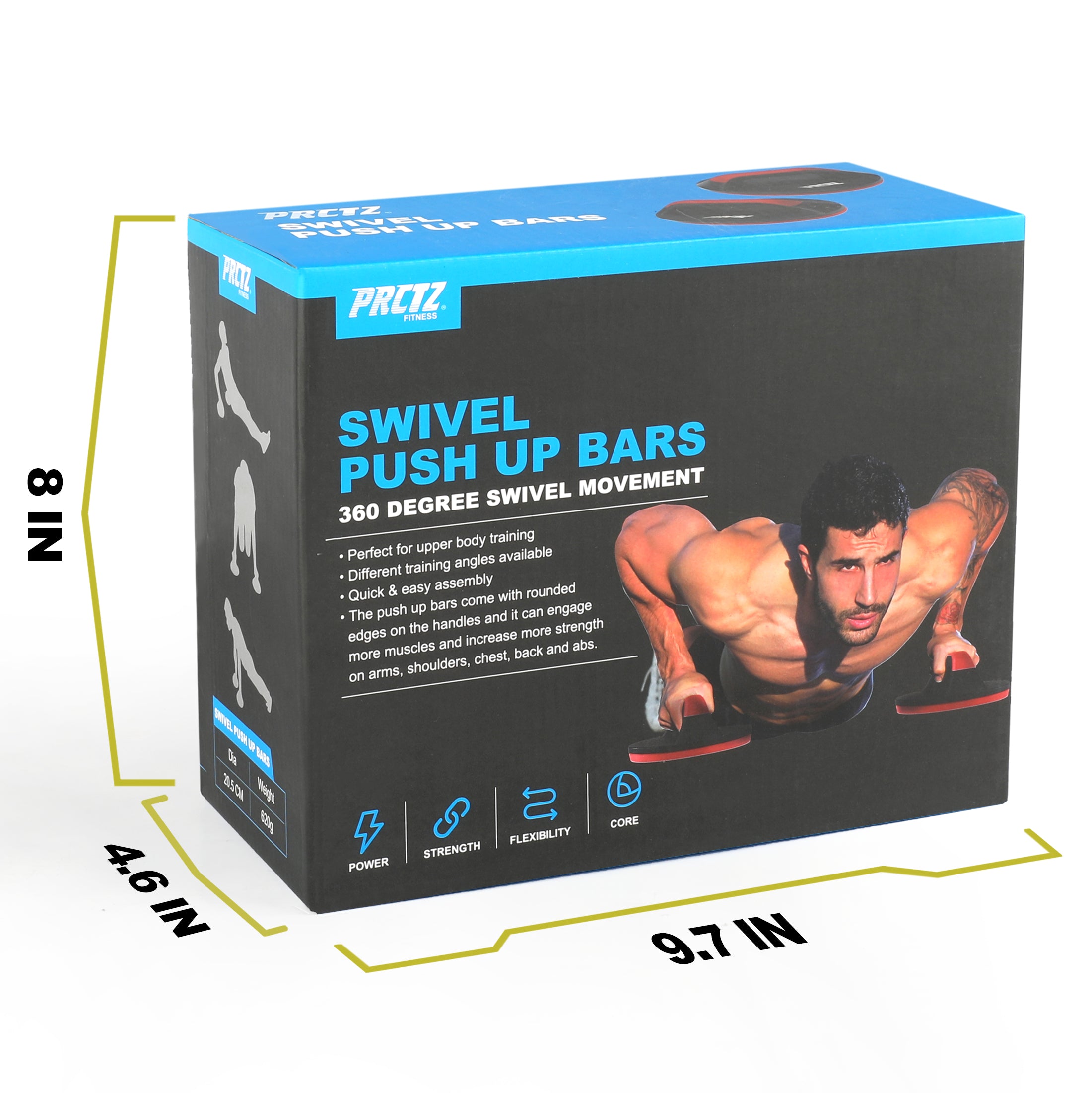 PRCTZ Adjustable Swivel Push Up Bars for Home Gym Workouts - Perfect for Strength Training, Chest & Arm Exercises, and Fitness Enthusiasts