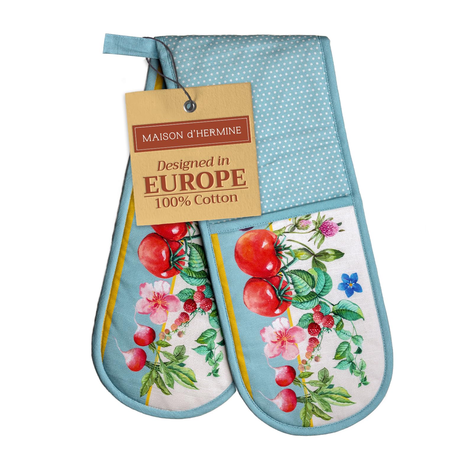 Maison d'Hermine 100% Cotton Double Oven Mitts Set - 7