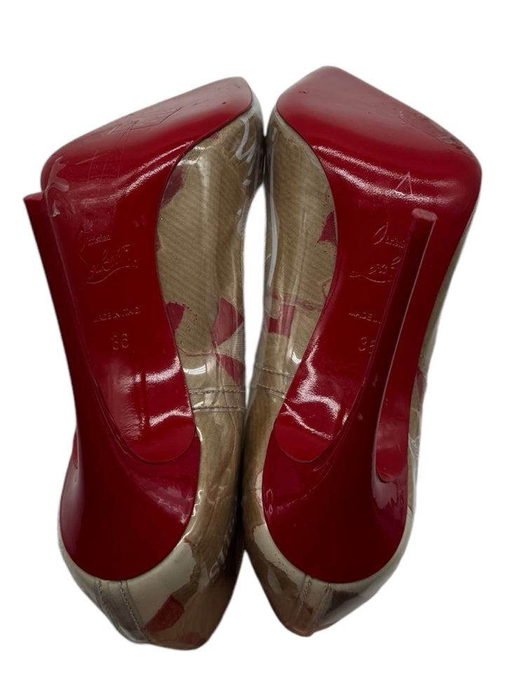 Christian Louboutin Tan Graphic Print D'Orsay Pumps Size 36 (US 6) - Women's Luxury High Heels for Weddings, Parties & Special Occasions