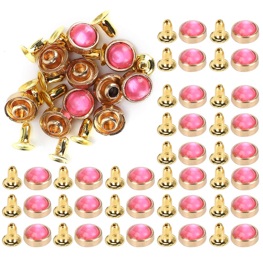 Yencoly DIY Rivets - Durable Zinc Alloy Metal Studs for Leather Crafting, Jackets & Accessories (Pink) - Perfect for Clothing Repair, Bag Making & Fashion DIY Projects