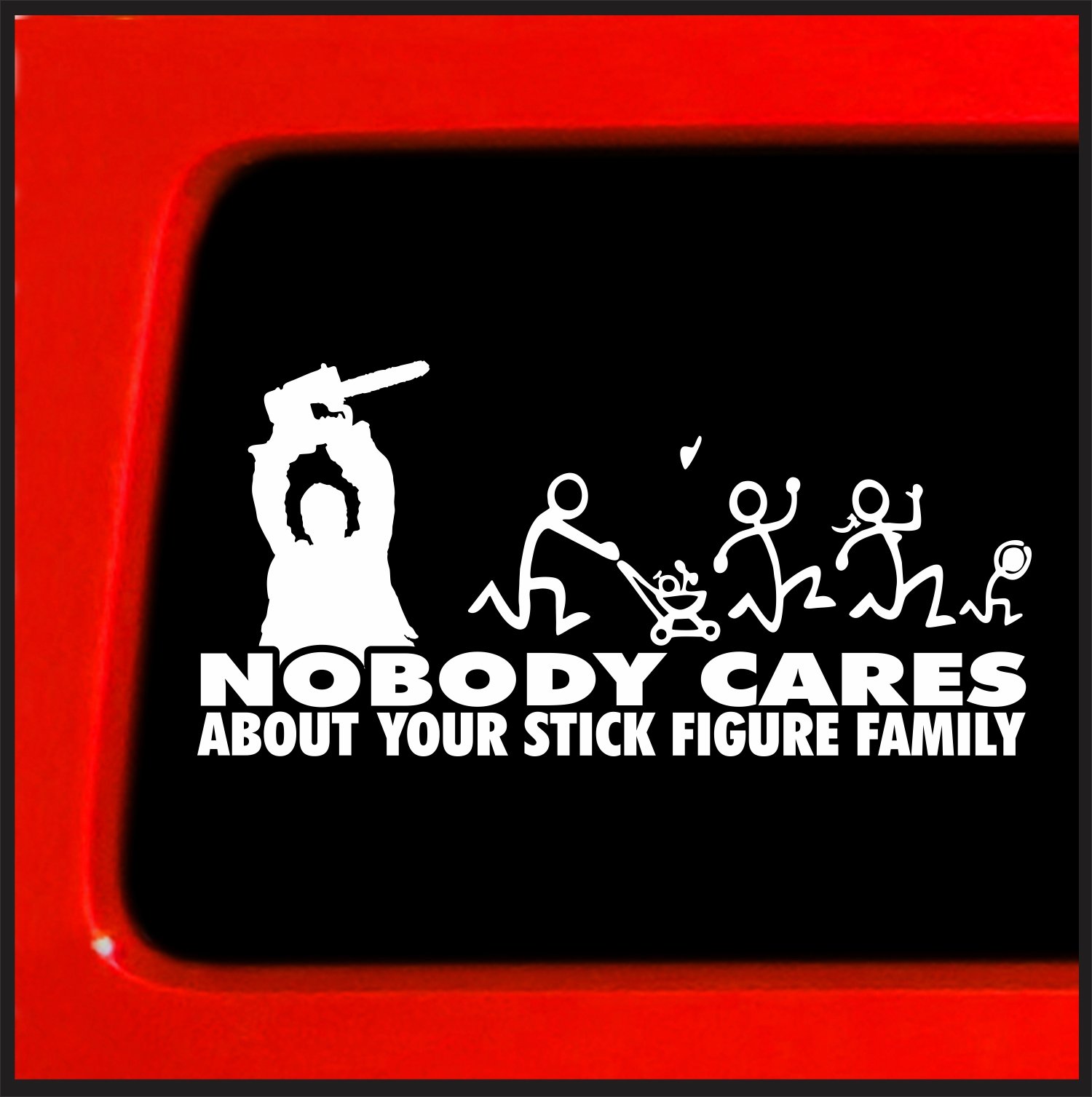 Halloween Chainsaw Stick Figure Family Vinyl Sticker Decal - Funny Car & Truck Bumper Sticker - Perfect for Halloween Decorations & Vehicle Customization