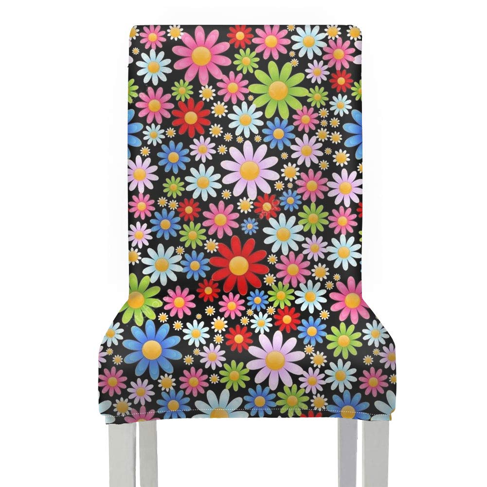 **Cozeyat Cartoon Flower Pattern Polyester Dining Chair Covers - Washable Removable Slipcovers for Parson Chairs, Dustproof Seat Protectors - Perfect for Dining Room, Kitchen, and Home Decor**