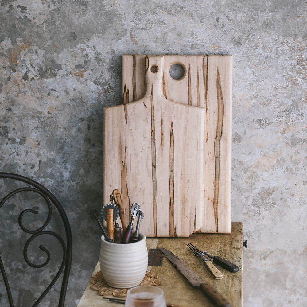 Maple Wood Charcuterie Board with Handles - Perfect for Cheese, Charcuterie & Entertaining - Rustic Serving Tray for Parties, Weddings & Home Decor