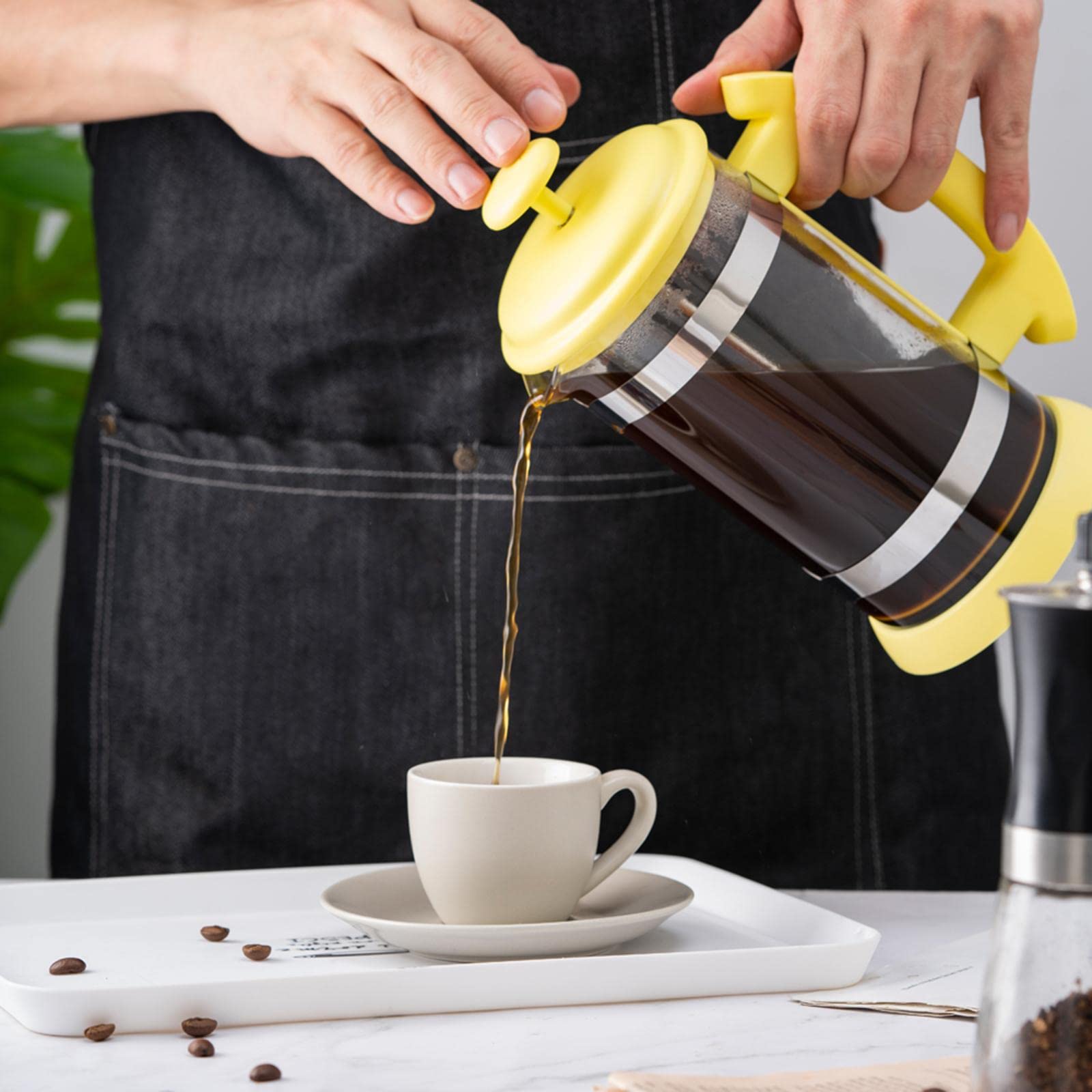 Fenteer 12-Cup Borosilicate Glass Coffee Maker - Durable & Heat Resistant for Office, Home, or Camping - Perfect for Morning Brews & Family Gatherings (Yellow)