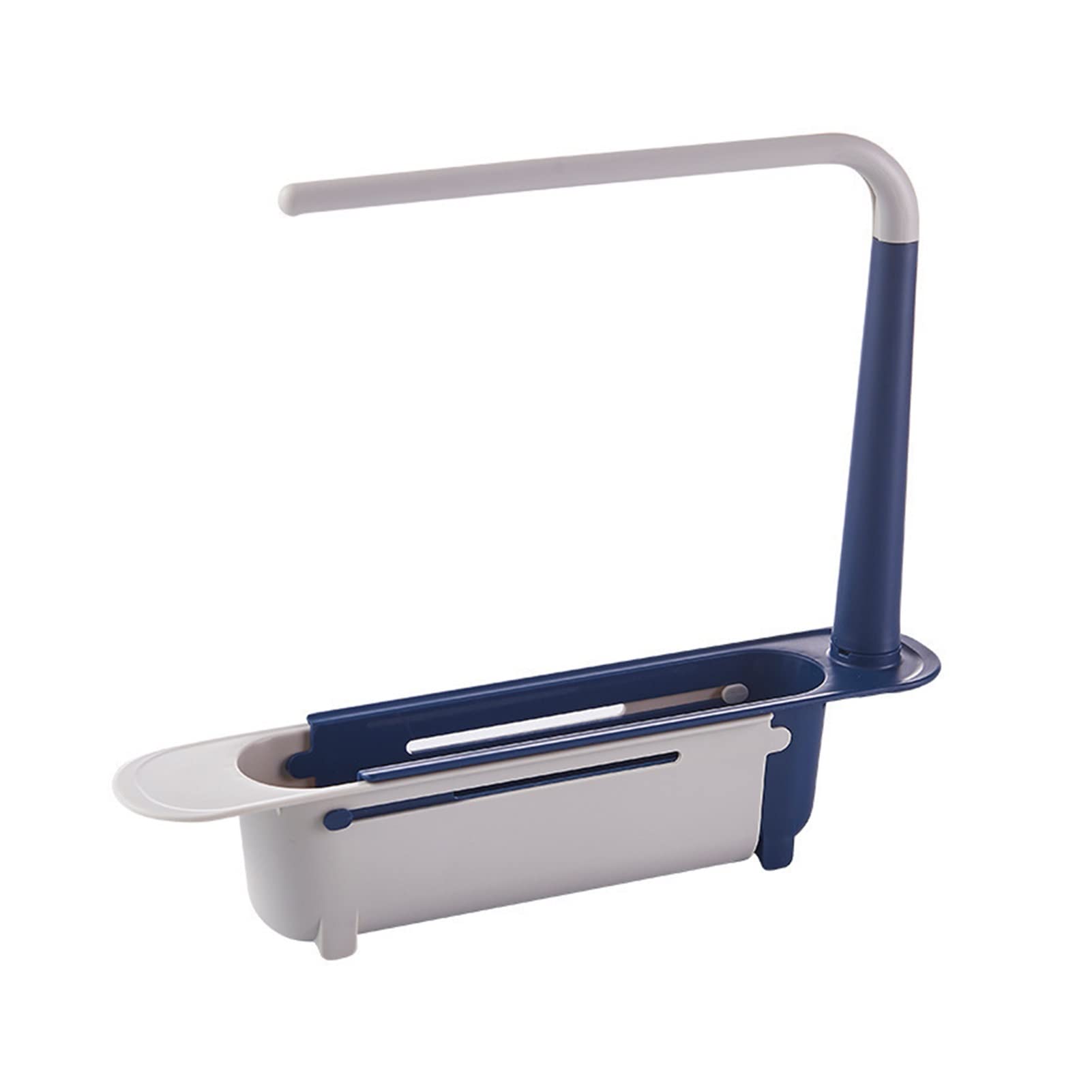 Expandable Sink Shelf Organizer - Kitchen Sink Storage Basket for Sponges, Soap & Cleaning Supplies | Space-Saving Drain Rack & Storage Box | Perfect for Small Kitchens, Bathrooms & RV Use (Blue)