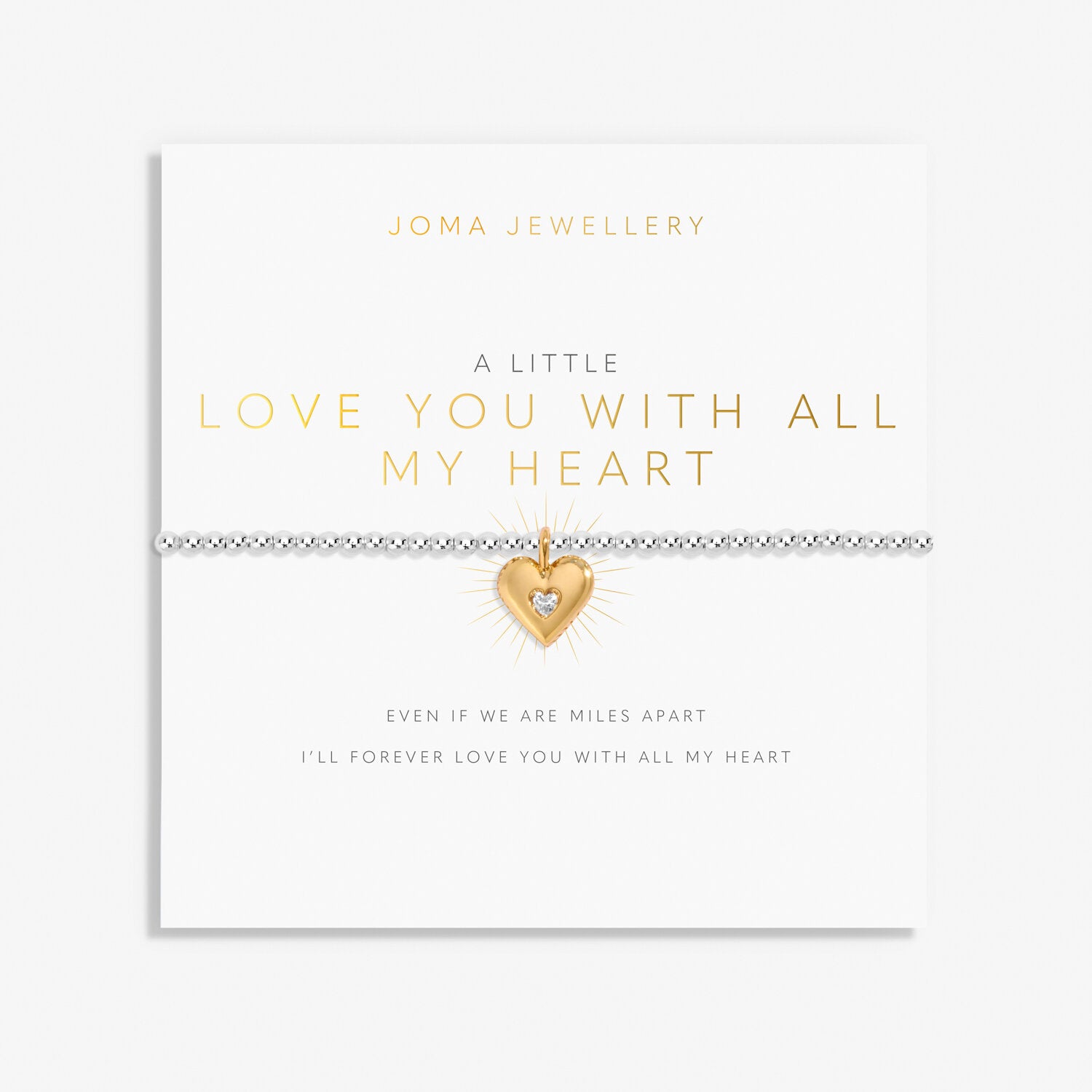 Joma Jewellery Bracelet - A Little Love You with All My Heart | Sterling Silver Heart Charm Bracelet for Women | Perfect Gift for Valentine's Day, Anniversary & Mother's Day