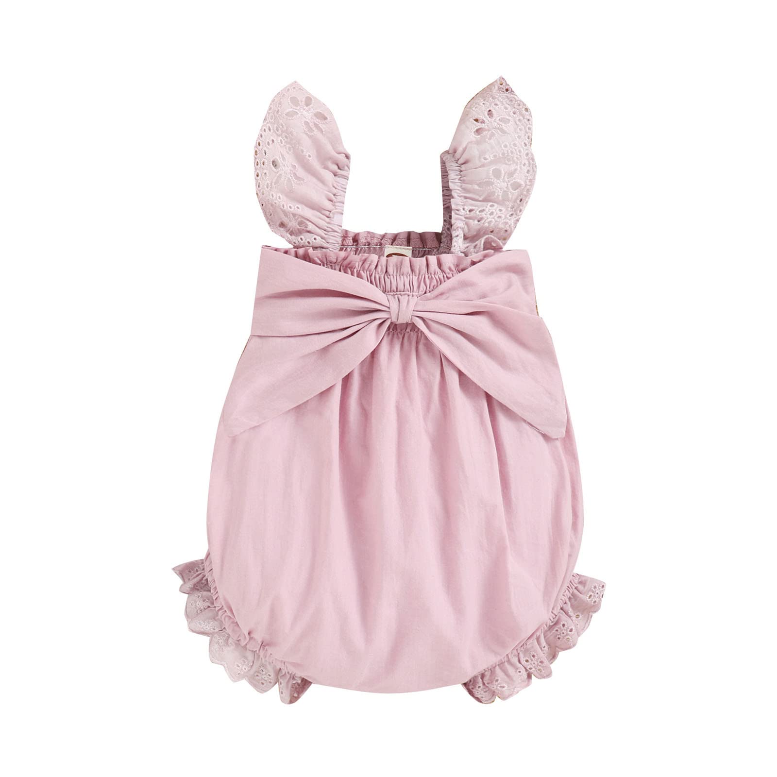 Baby Girl Lace Sleeveless Romper with Bowknot - Newborn Bodysuit Outfit for Photos, Parties & Special Occasions