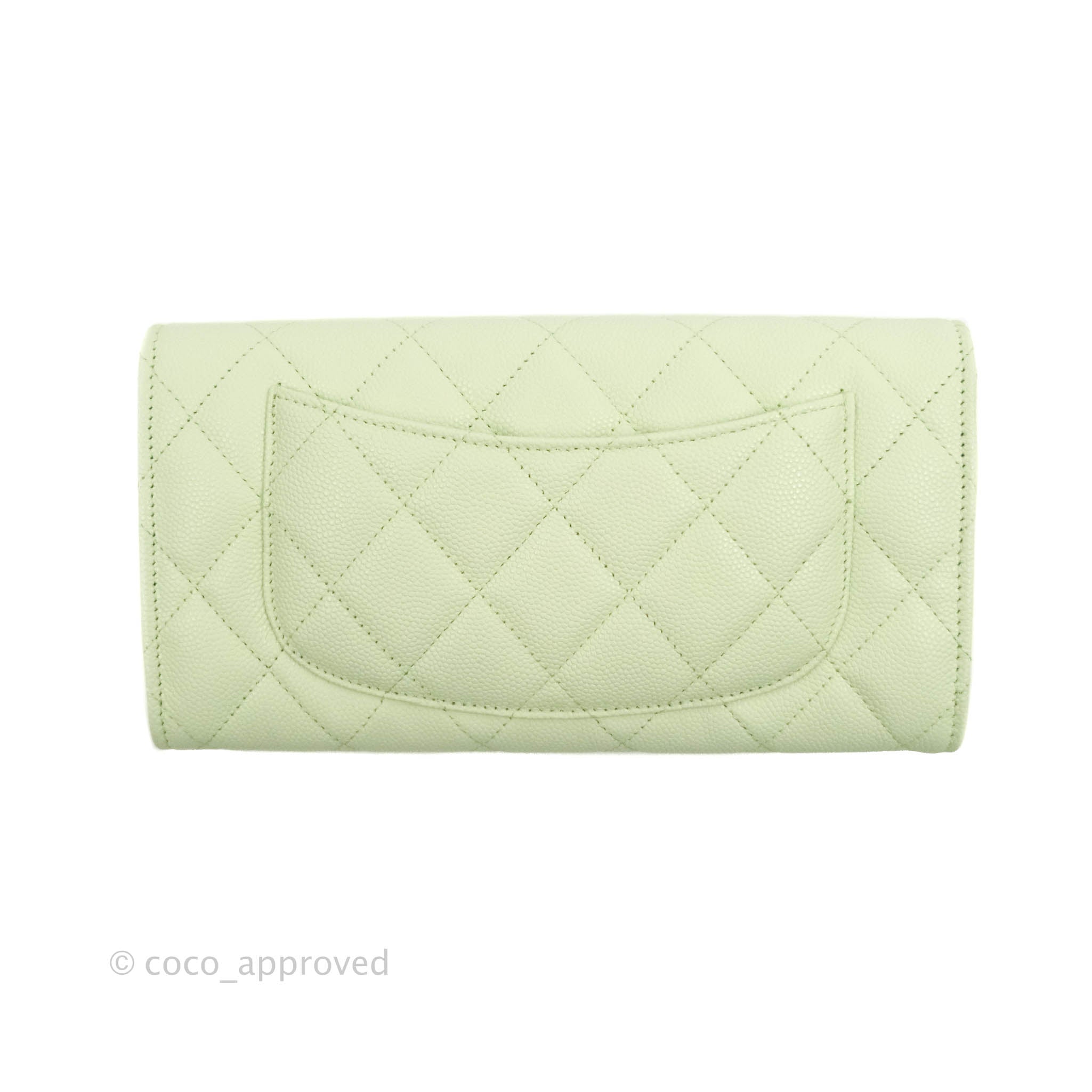 Chanel Caviar Quilted Long Flap Wallet in Mint Green with Gold Hardware - Luxury Designer Wallet for Women, Perfect for Everyday Use & Special Occasions