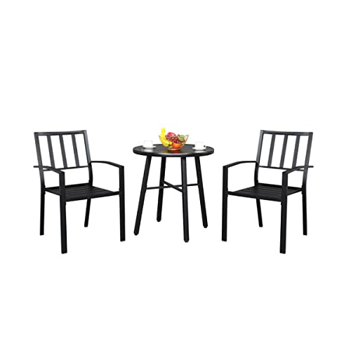 DAVEBELLA 2-Piece Dining Chair Set with 1-Piece Backrest Table, Black Iron Outdoor Patio Furniture for Garden, Courtyard, and Terrace Dining