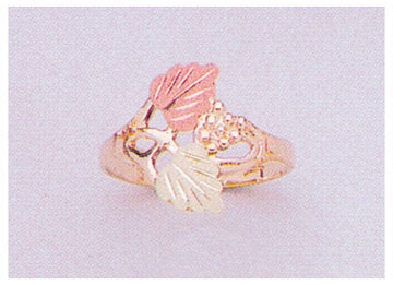 10kt Three Tone Gold Red & Green Leaves Ring - Size 4-8, Prospector Gold 643 601 - Perfect for Nature Lovers, Wedding Bands & Unique Jewelry Gifts