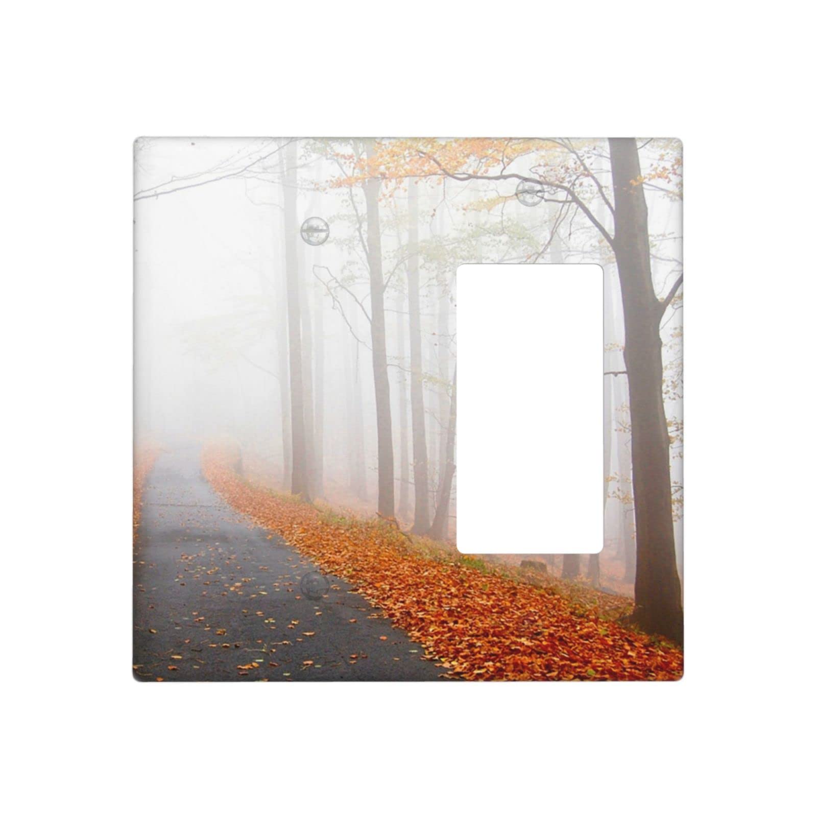 Foggy Autumn Forest 2-Gang Light Switch Cover Plate - 1 Toggle & 1 Rocker - 4.5