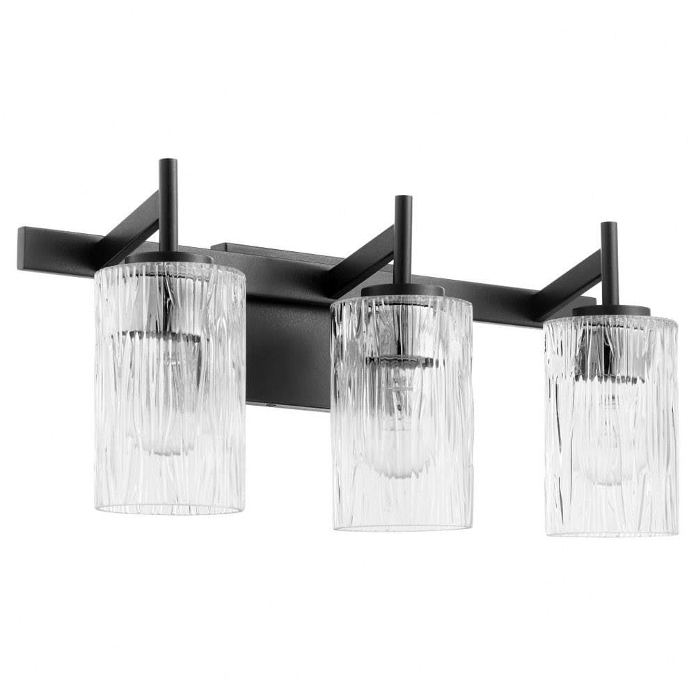 Quorum 520-3-69 Black Modern 3-Light Bathroom Vanity Light Fixture - Perfect for Contemporary Home Decor & Spa-Like Bathroom Ambiance